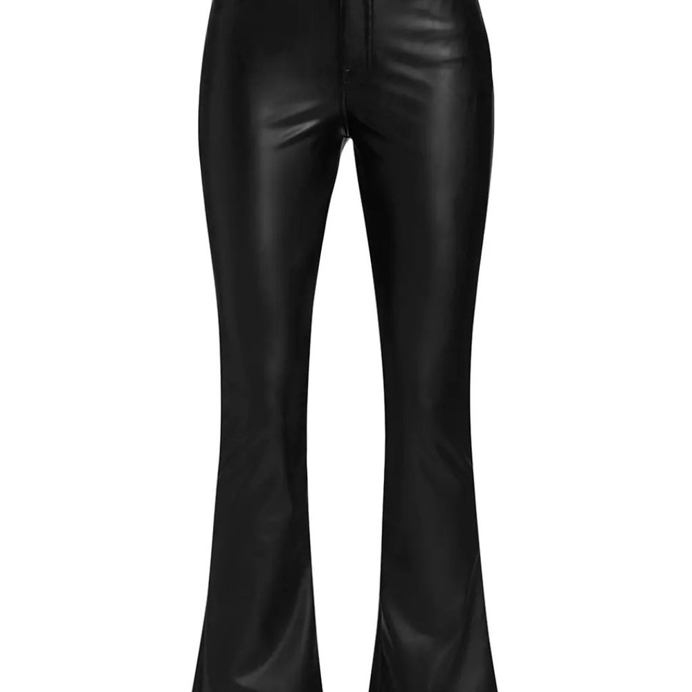 7 Seven Super Stretch Faux Leather Pants, Flare, medium waist height, size 27